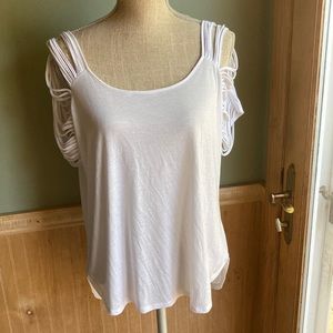 Miss Tina white strap shoulder tee shirt